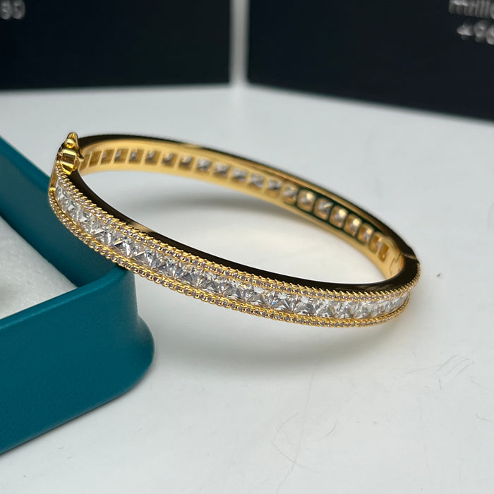 Full Eternity Bangle – Luxury Zircon Bracelet -Gold & Silver Finish - 16CM