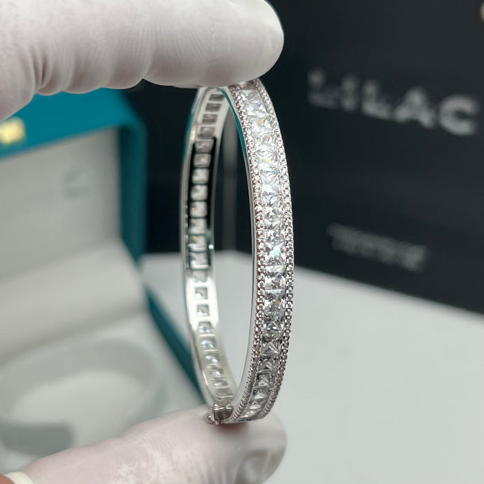 Cut Full Eternity Bangle – Zircon Bracelet (Gold & Silver Finish) - 18CM