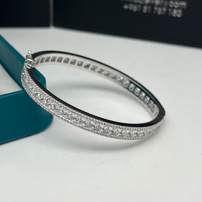 Cut Full Eternity Bangle – Zircon Bracelet (Gold & Silver Finish) - 18CM