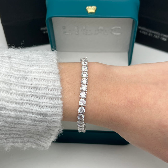 Classic Brilliant Tennis Bracelet – Silver & Gold Tone - 16CM