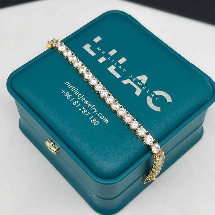 Classic Brilliant Tennis Bracelet – Silver & Gold Tone - 16CM