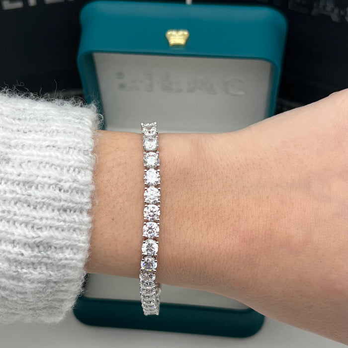 Classic Brilliant Tennis Bracelet – Silver & Gold Tone - 18CM