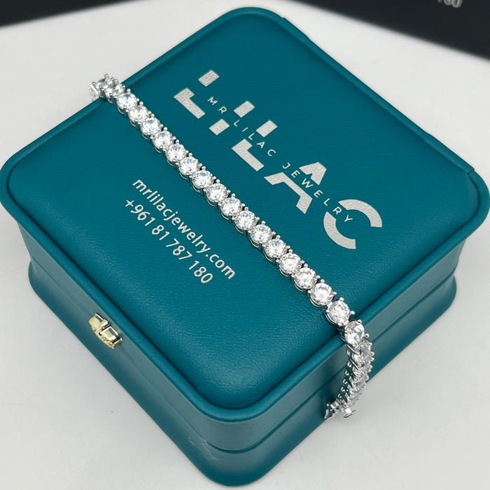 Classic Brilliant Tennis Bracelet – Silver & Gold Tone - 18CM