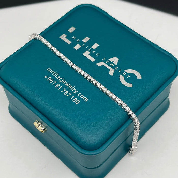 Classic Thin Tennis Bracelet – Silver-Gold Edition – 18cm