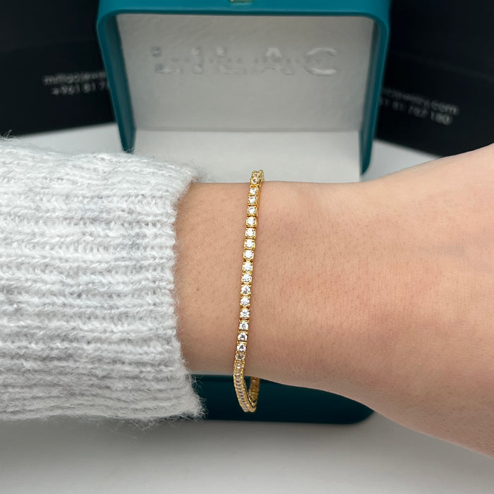 Classic Thin Tennis Bracelet – Silver-Gold Edition – 18cm