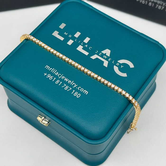 Classic Thin Tennis Bracelet – Silver-Gold Edition – 18cm