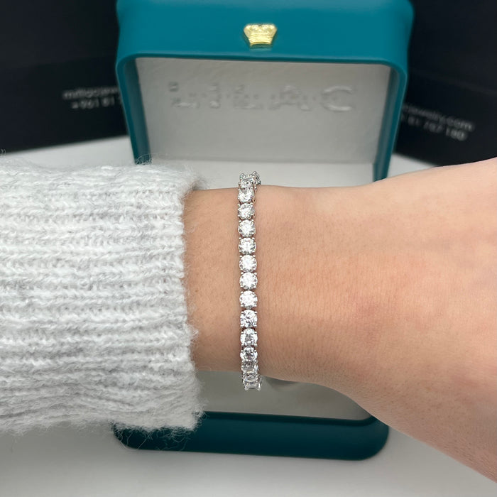 Classic Round-Cut Tennis Bracelet – Silver-Gold Edition – 16cm