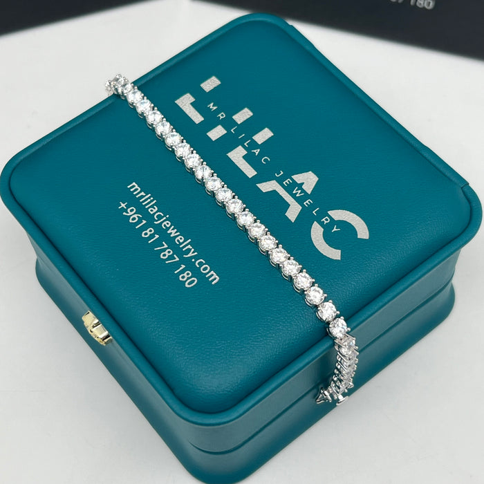 Classic Round-Cut Tennis Bracelet – Silver-Gold Edition – 16cm