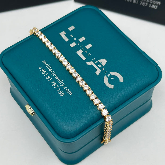 Classic Round-Cut Tennis Bracelet – Silver-Gold Edition – 16cm