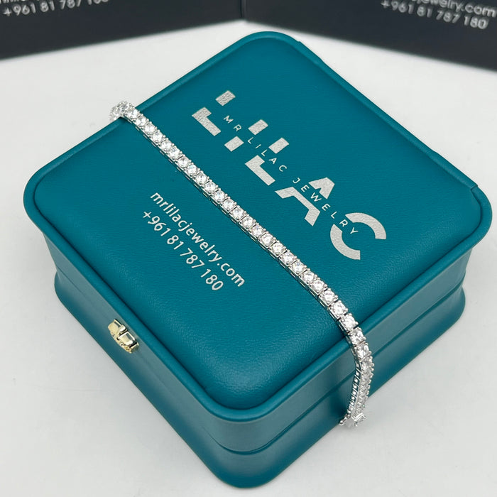 Classic Princess-Cut Tennis Bracelet – Gold Edition – 18cm