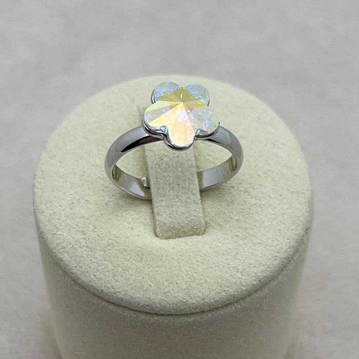 Swarovski Crystal Clover Ring – Aurora & Ocean Blue