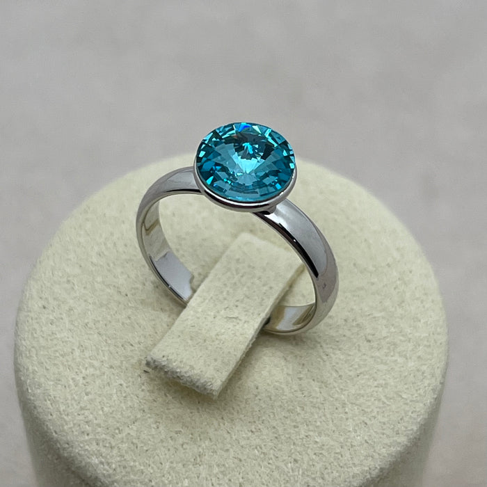 Swarovski Round Crystal Ring – Ocean Blue & Aurora Violet