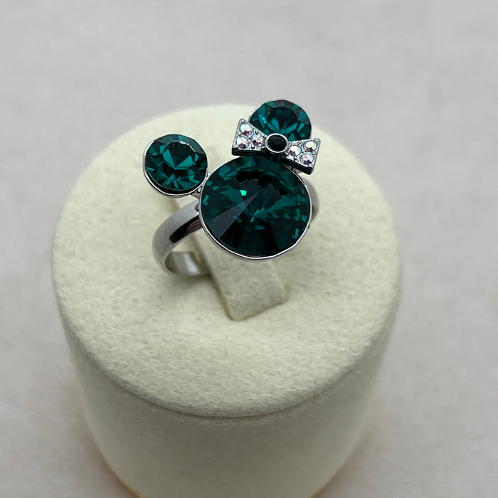 Swarovski Crystal Bow Ring – Triple Stone Design