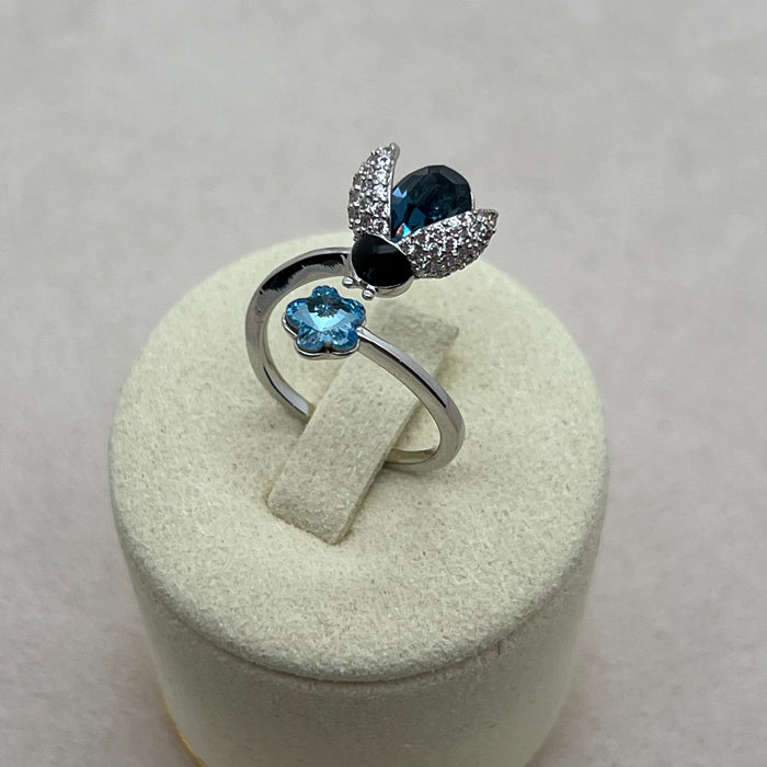 Swarovski Crystal Butterfly Bloom Ring – Multistone Design