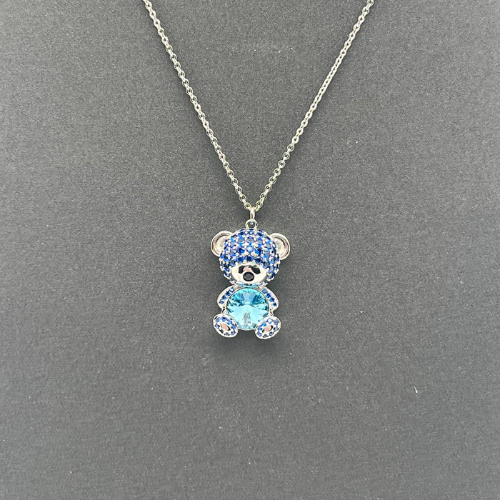 Crystal Teddy Bear Pendant Necklace – Luxury Sparkle Edition