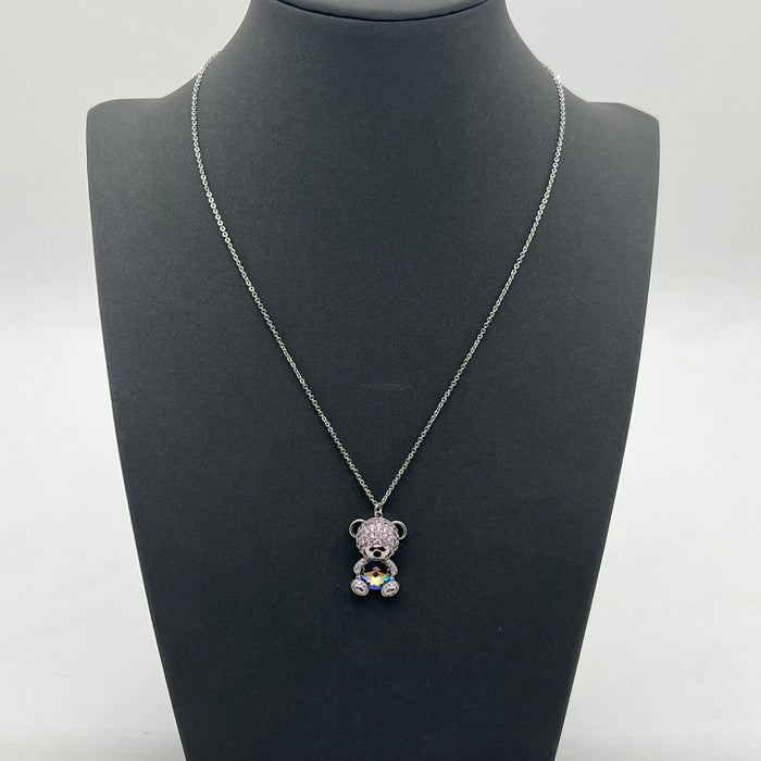 Crystal Teddy Bear Pendant Necklace – Luxury Sparkle Edition