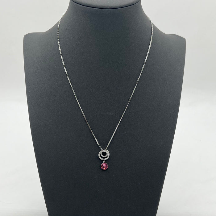 Double Circle Crystal Pendant Necklace – Elegant Minimal Sparkle