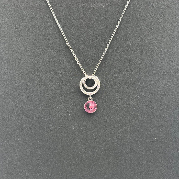 Double Circle Crystal Pendant Necklace – Elegant Minimal Sparkle