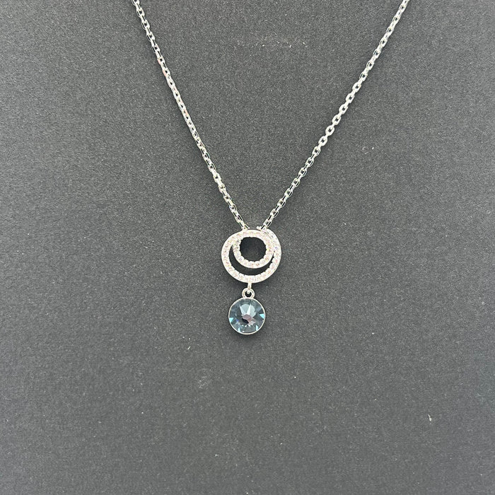 Double Circle Crystal Pendant Necklace – Elegant Minimal Sparkle