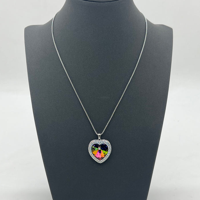 Crystal Heart Pendant Necklace – Aurora Zircon Edition