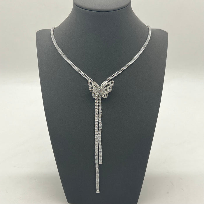 Butterfly Tassel Swarovski Necklace – Full Crystal Statement Piece
