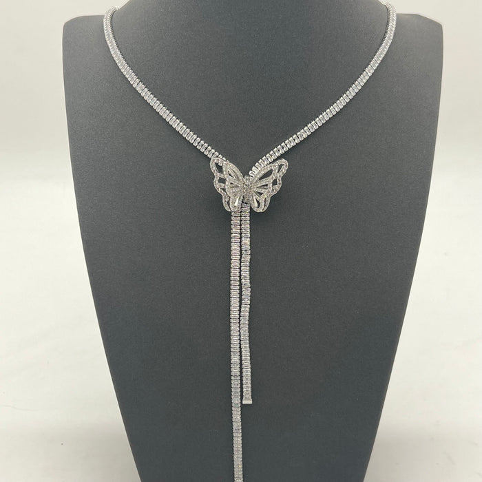 Butterfly Tassel Swarovski Necklace – Full Crystal Statement Piece