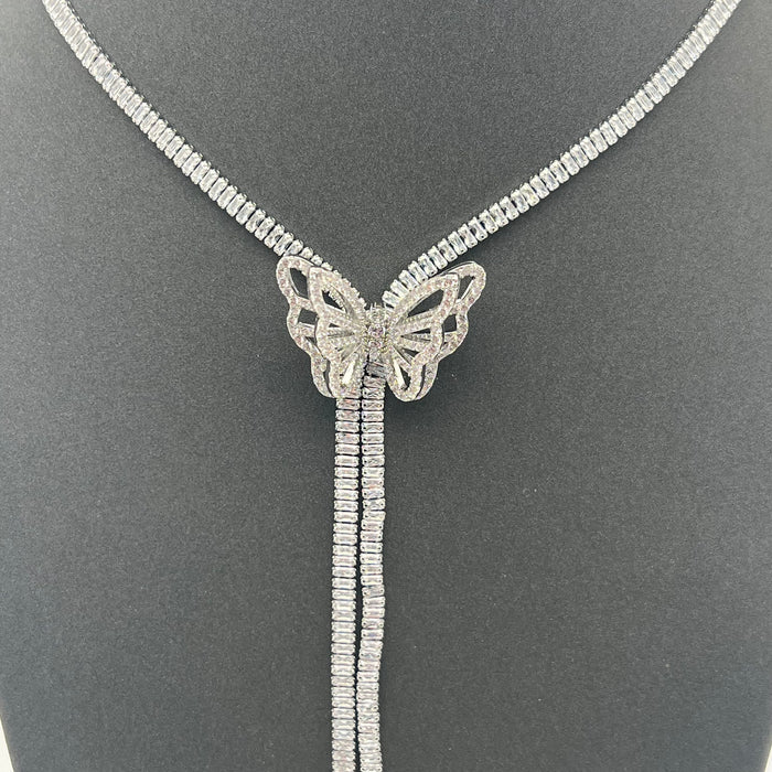 Butterfly Tassel Swarovski Necklace – Full Crystal Statement Piece
