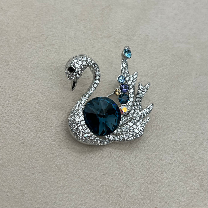 Swarovski Crystal Swan Brooch – Luxury Elegant Statement Pin