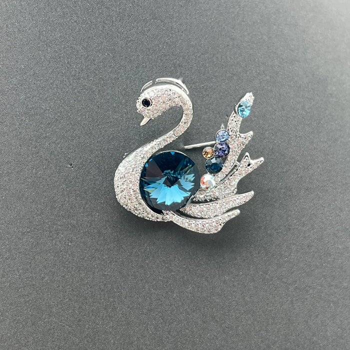 Swarovski Crystal Swan Brooch – Luxury Elegant Statement Pin