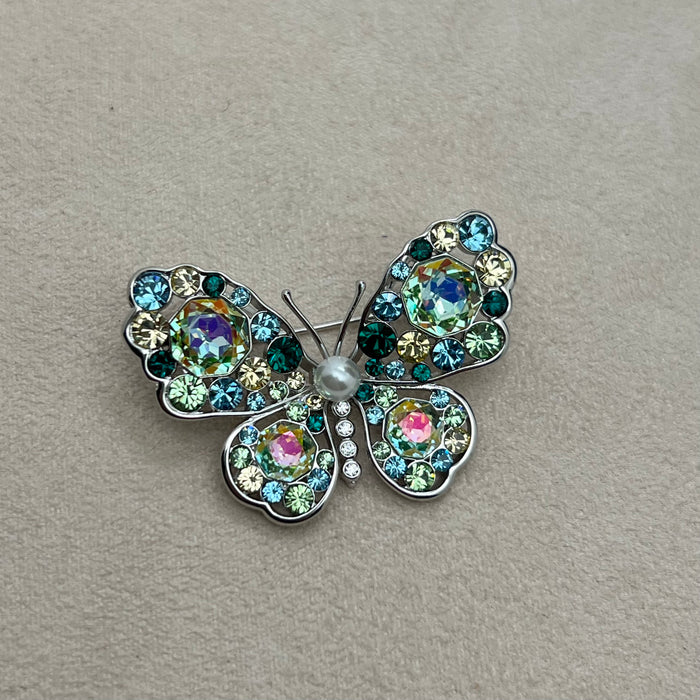 Swarovski Crystal Butterfly Brooch – Aurora Multicolor Luxury Pin