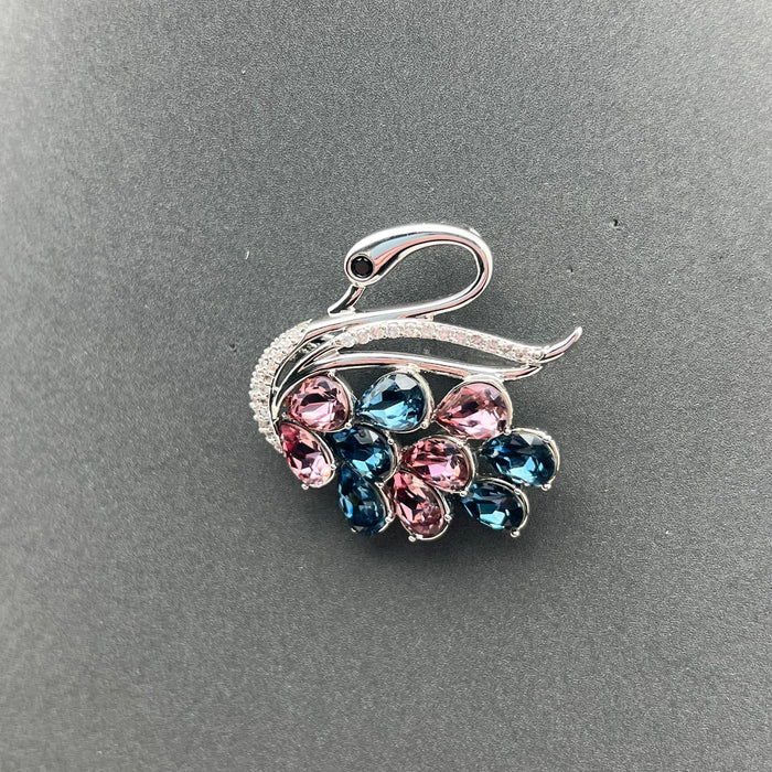 Swarovski Crystal Elegant Swan Brooch – Multicolor Luxury Pin