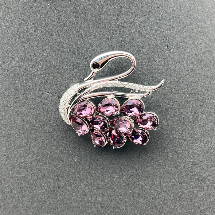 Swarovski Crystal Elegant Swan Brooch – Multicolor Luxury Pin