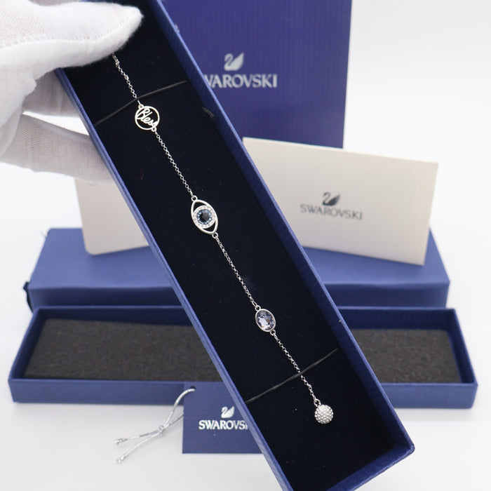 Swarovski "Yes" Adjustable Crystal Charm Bracelet – Blue & Clear Accent - 5373230