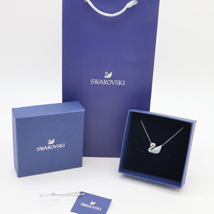Swarovski Iconic Swan Pendant Necklace – Light Blue Crystals - 5512095