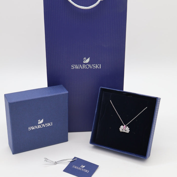 Swarovski Royal Pink Crown Necklace – Silver & Crystal - 5501076