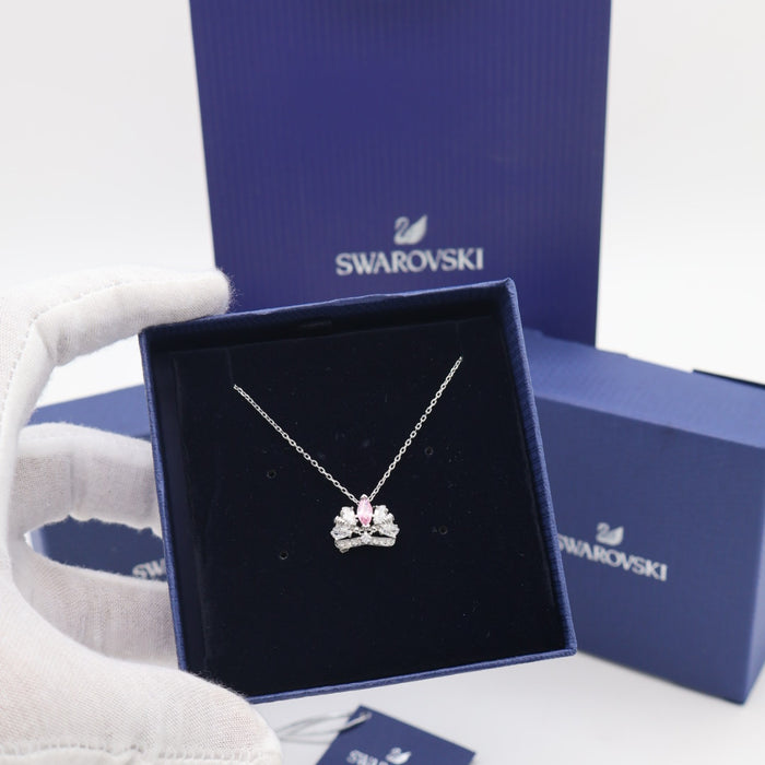 Swarovski Royal Pink Crown Necklace – Silver & Crystal - 5501076