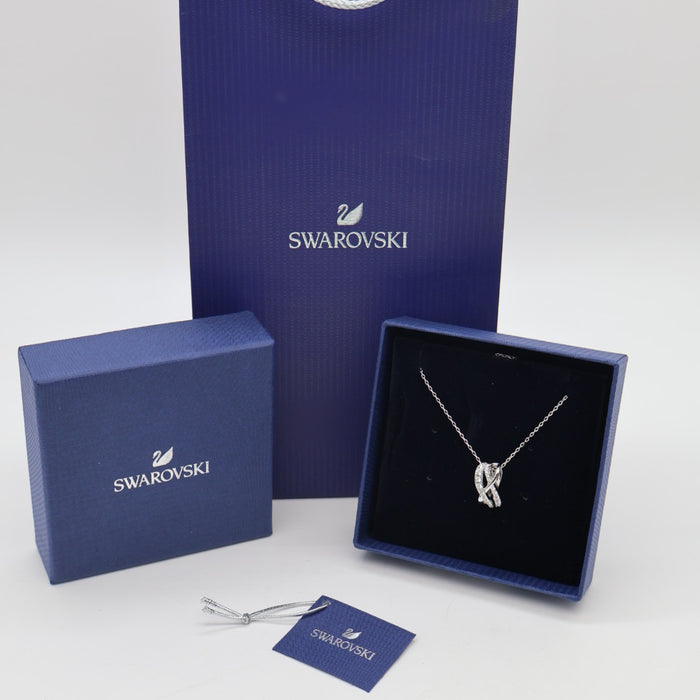 Swarovski Twisted Infinity Pendant Necklace – Silver Crystal Design - 5563906