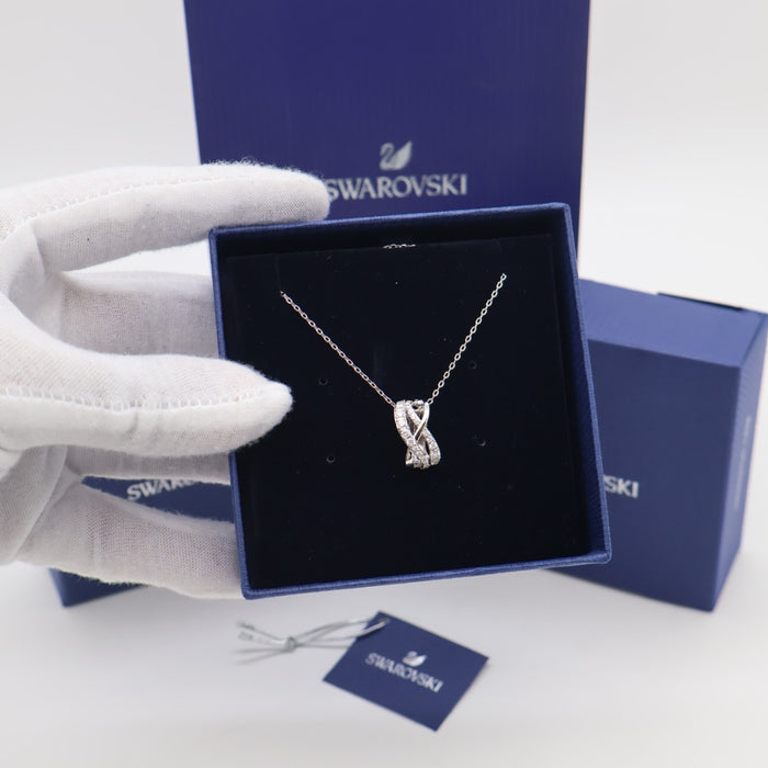 Swarovski Twisted Infinity Pendant Necklace – Silver Crystal Design - 5563906