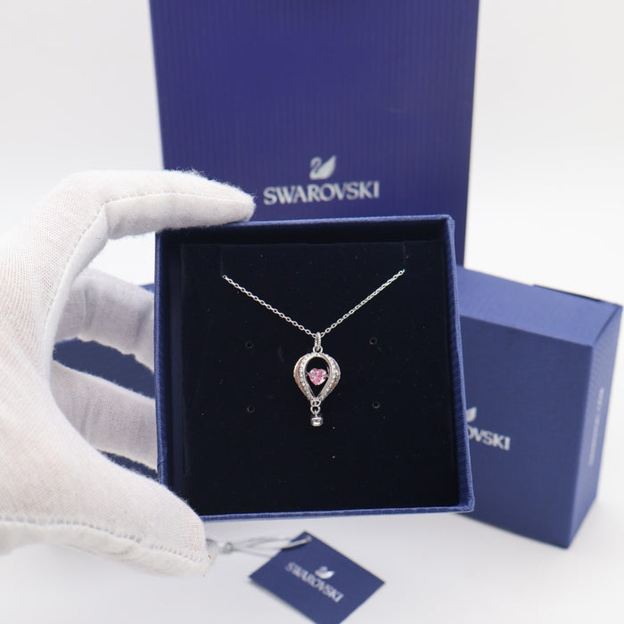 Swarovski Hot Air Balloon Pendant Necklace – Pink Heart Crystal - 5474811
