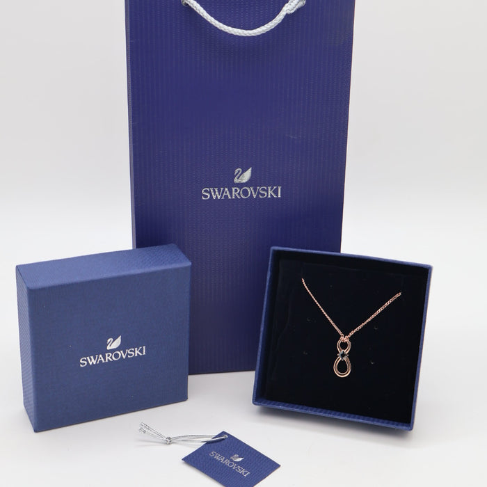 Swarovski Duo Drop Pendant Necklace – Rose Gold & Black Crystal - 5533722