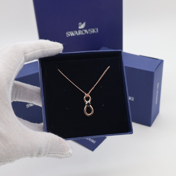 Swarovski Duo Drop Pendant Necklace – Rose Gold & Black Crystal - 5533722