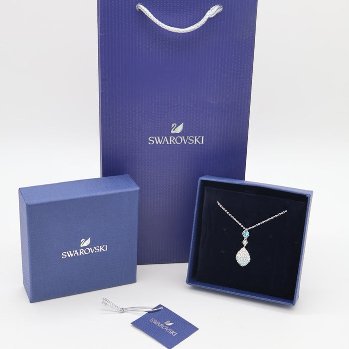 Swarovski Sparkling Drop Pendant Necklace – Blue & White Crystal - 5516584
