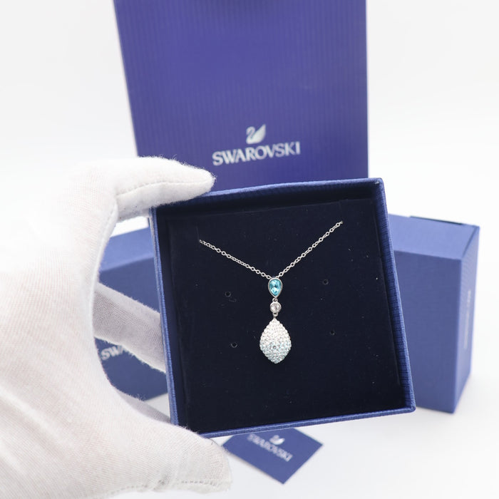 Swarovski Sparkling Drop Pendant Necklace – Blue & White Crystal - 5516584