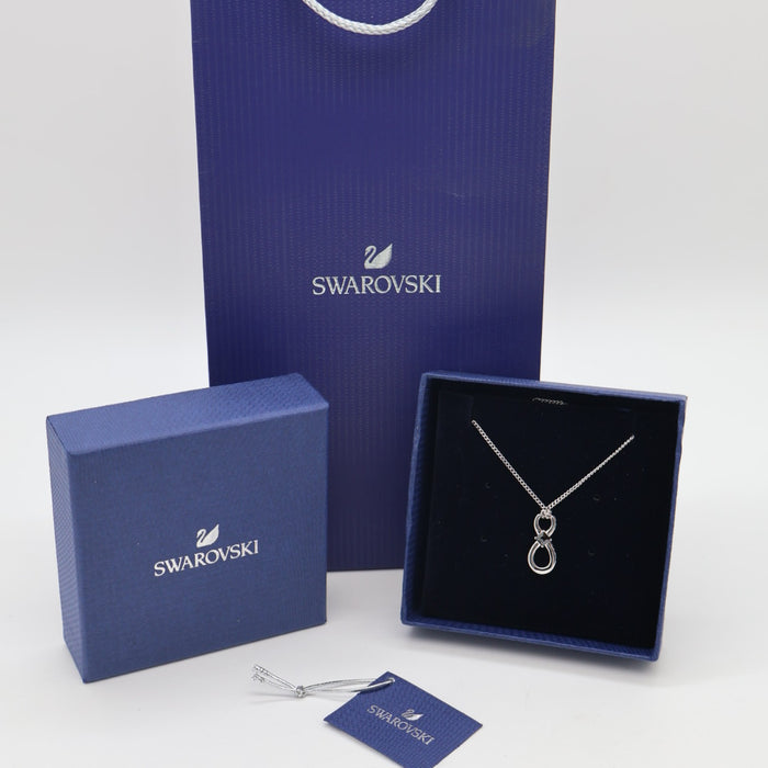 Swarovski Duo Drop Pendant Necklace – Rhodium-Plated & Black Crystal Accent - 5528109