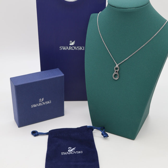 Swarovski Duo Drop Pendant Necklace – Rhodium-Plated & Black Crystal Accent - 5528109