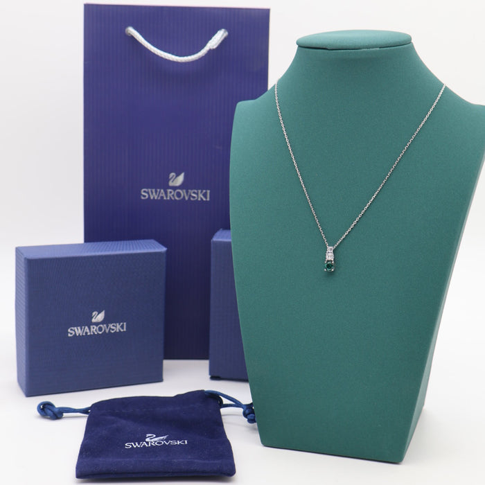 Swarovski Solitaire Pendant Necklace – Emerald Green & White Crystal - 5416153