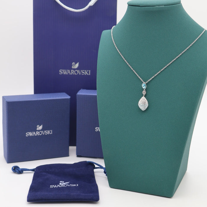 Swarovski Sparkling Drop Pendant Necklace – Blue & White Crystal - 5516584