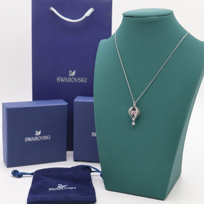 Swarovski Hot Air Balloon Pendant Necklace – Pink Heart Crystal - 5474811