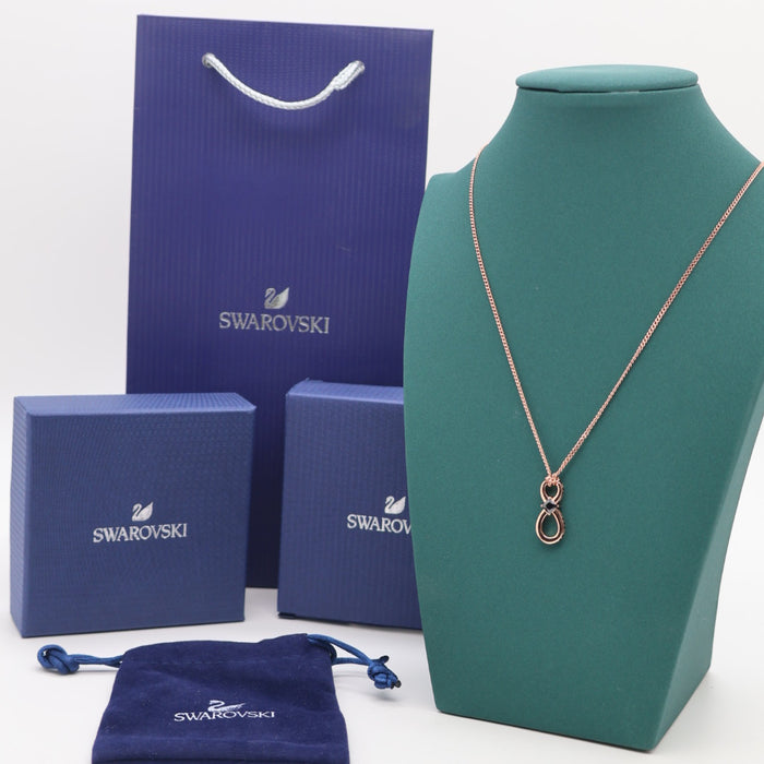 Swarovski Duo Drop Pendant Necklace – Rose Gold & Black Crystal - 5533722