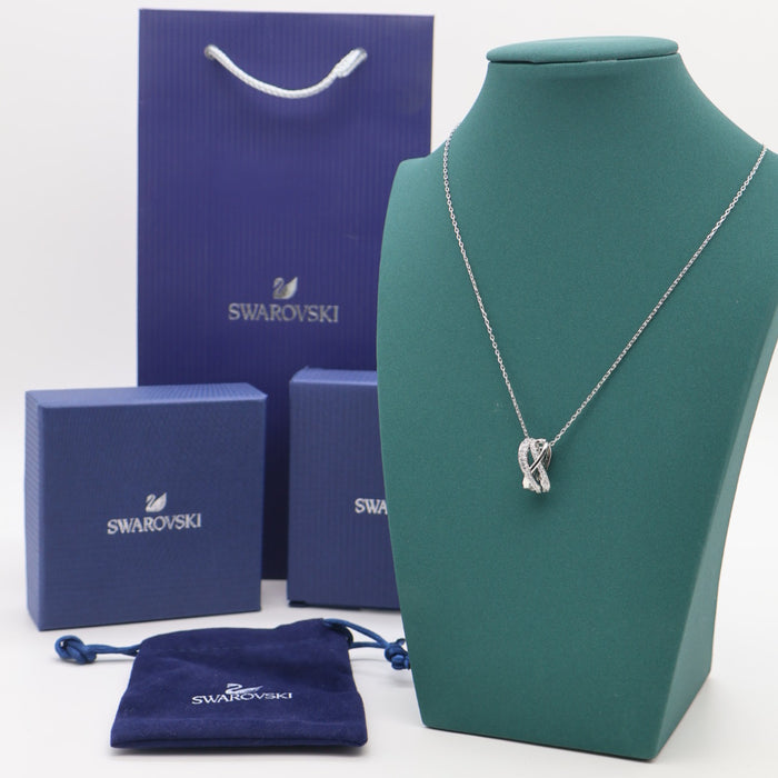 Swarovski Twisted Infinity Pendant Necklace – Silver Crystal Design - 5563906